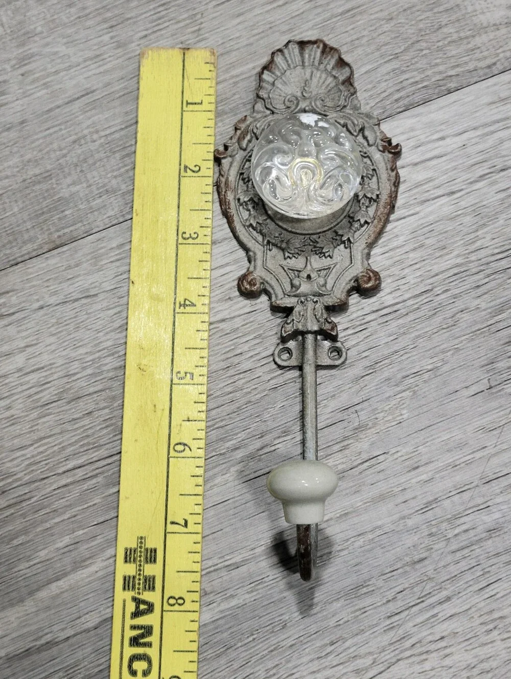 Boho Chabby Chic Home Decor Wall Hooks Set of 5 Metal Glass 8